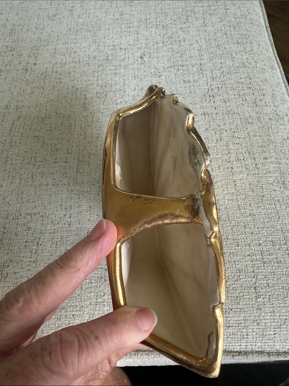 Vintage McCoy Gold Fan Wall Pocket Planter Vase from 1950s